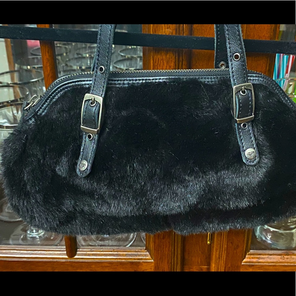 Roxy brand black furry hand bag